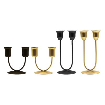 Porte-bougie pour bougies piliers Ornement 2 bras Bougeoir de table à manger Candélabre Porte-bougie pour décoration de table