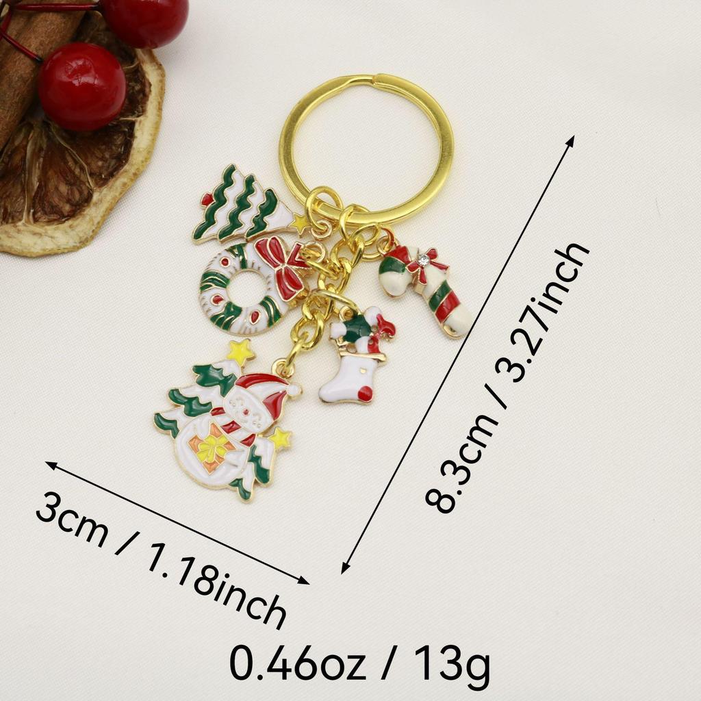 European Christmas Keychain Pendant: Snowflake & Santa Claus Tree Charm