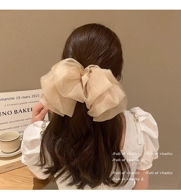 Large Silk Bow Hairpin: Korean Hair Flower Clip for Ponytails & Updos