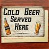 1PC Retro Cold Beer Metal Tin Sign, 2D Flat Vintage Wall Decor, 12x8 Inch Rustic Farmhouse Plaque, Easy To Hang