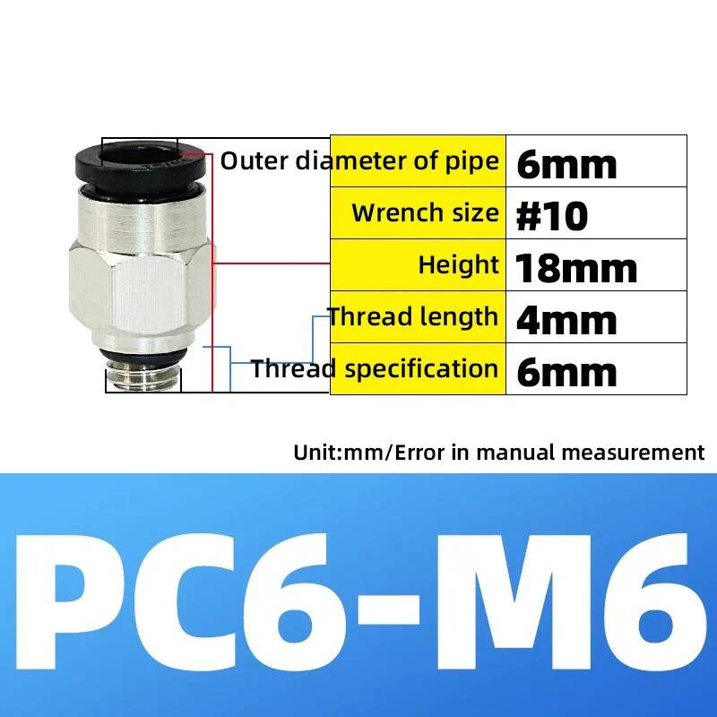 Pneumatik-Fittings Messing Mini-Verbinder Luftschlauch Schnellkupplung PC4-M3/M4/M5 4mm Gewinde Durchgangsgerade Verbindung
