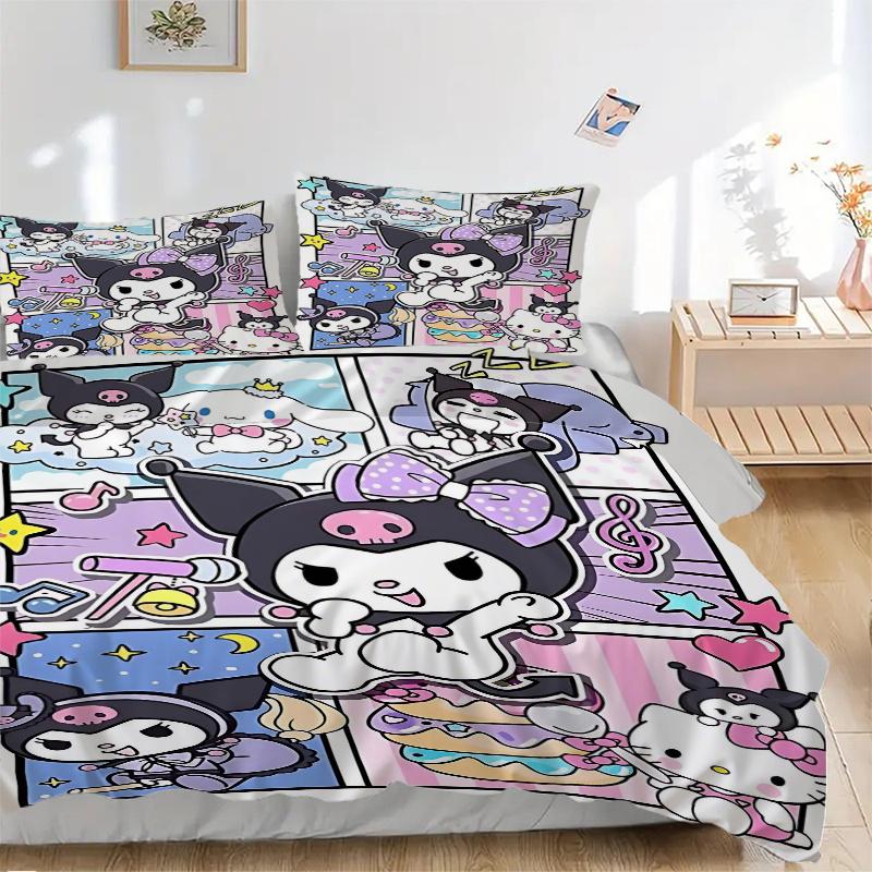 

3pcs Kuromi & Friends Print Cover Set Ultra Soft, Breathable, and Comfortable Bedding with Stylish Design for Bedroom and Guest Room Decor 1 Cove 135x200cm