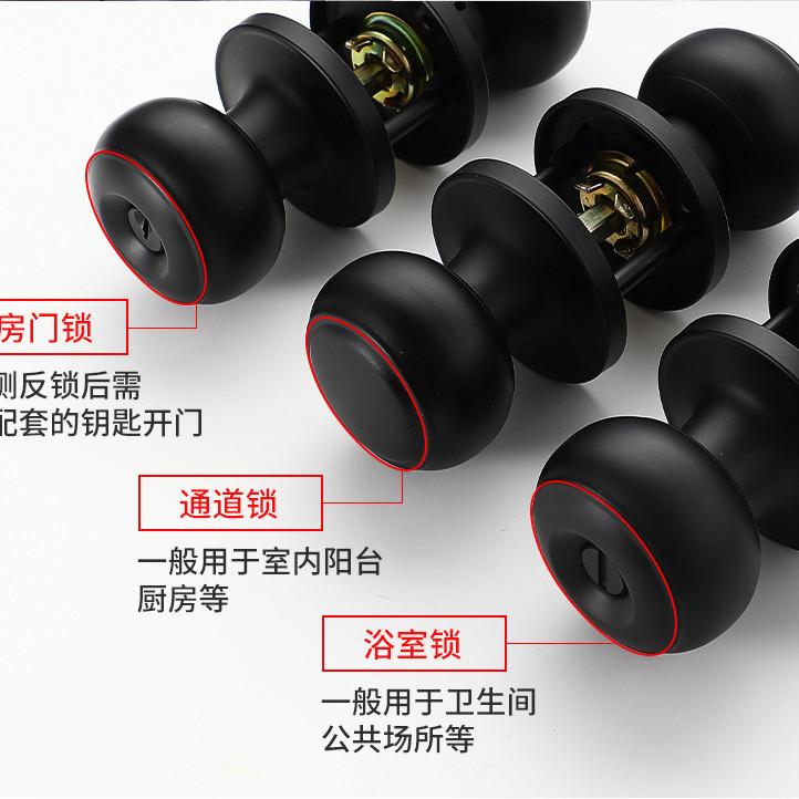 Stainless Steel Spherical Handle Lock Entrance Passage Keyless Door Lock Black Bathroom Door Lock Indoor Hardware Lockset