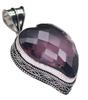 Amethyst Hydro Gemstone Antique Silver Plated Pendant 2" J 2074