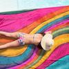1pc Tropical Rainbow Wave Beach Towel,Extra Large,Ideal for Beach Pool Camping Travel,Coastal Essential & Bright Poolside Gear