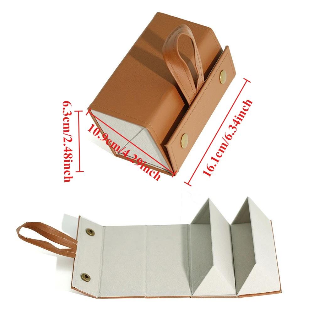 Portable Multi-Grid Foldable Glasses Organizer Travel Leather Eyeglasses Holder Display Storage Bags Jewelry Storage Organizer 1PC