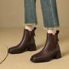 Women's Chelsea Ankle Boots - Autumn/Winter Genuine Leather, Retro British Style, Chunky Heel Martin Chimney Boots