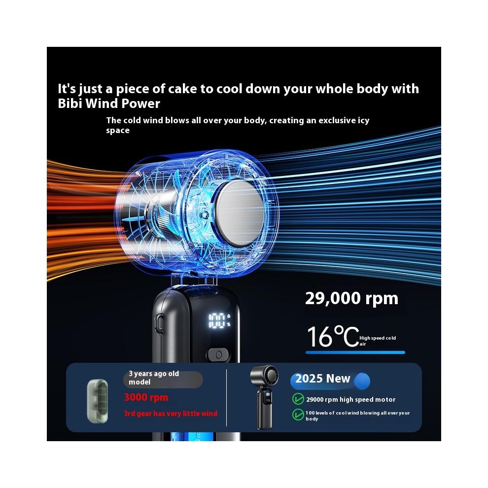 Cooling Handheld Fan High Speed Violent Fan Folding Neck Hanging Turbine Ice Compress Small Handheld Fan