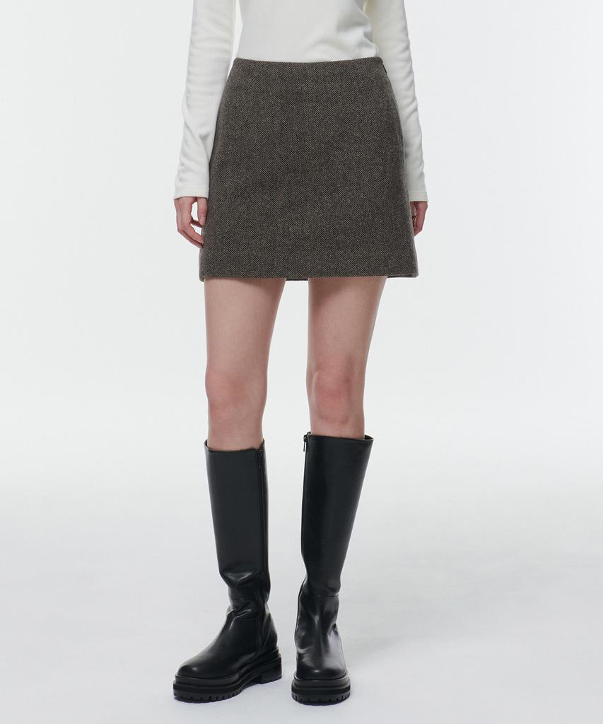 Musinsa Standard Woman Women'S Wool Blend Tweed Mini Skirt [Brown]