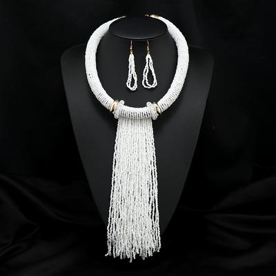 Exaggerated Rice Beads, Fringed Long Necklace, Ethnic Style, Personalized Femininity Ornament, Multi-layer Retro Sweater Chain