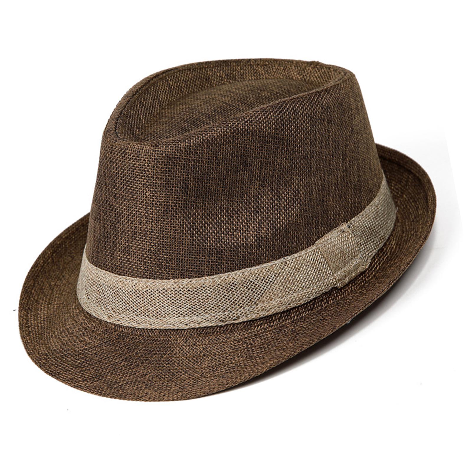 

Summer Sun Hat for Men Foldable Trilby Straw Adjustable Ventilated Summer Hat Outdoor Adventure Gear кофейный
