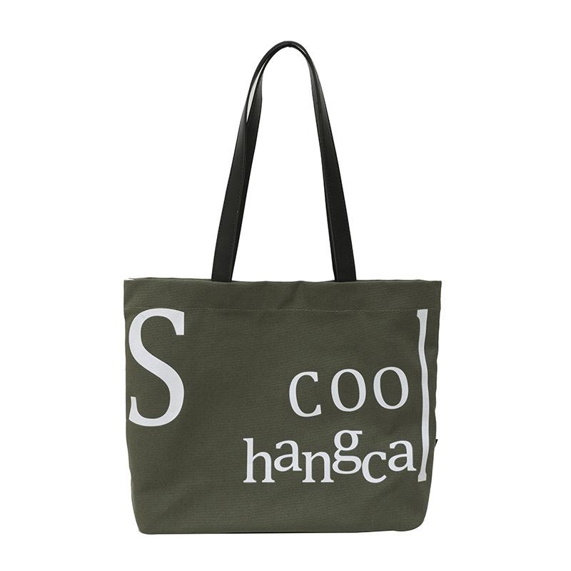 

Жіноча полотняна сумка через плече великої місткості Студентська сумка зелений