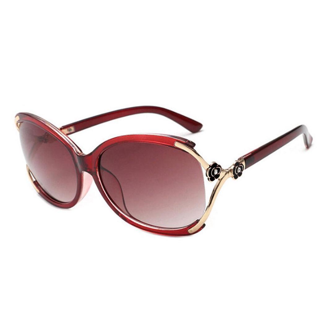 Newest Anti-UV Square Sunglasses for Women with Retro Camellia Design and Summer Glasses Case