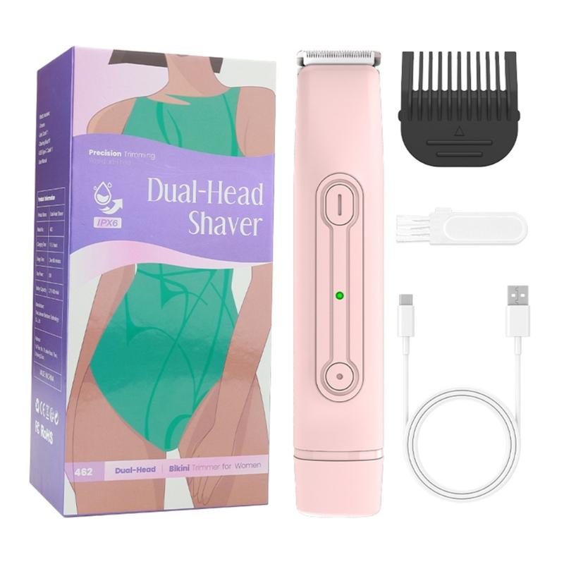 

2 In 1 Electric Shaver Portable Ladies Shaving Device With USB Charging Full Body Washable Rechargeable Hair Remover розовый