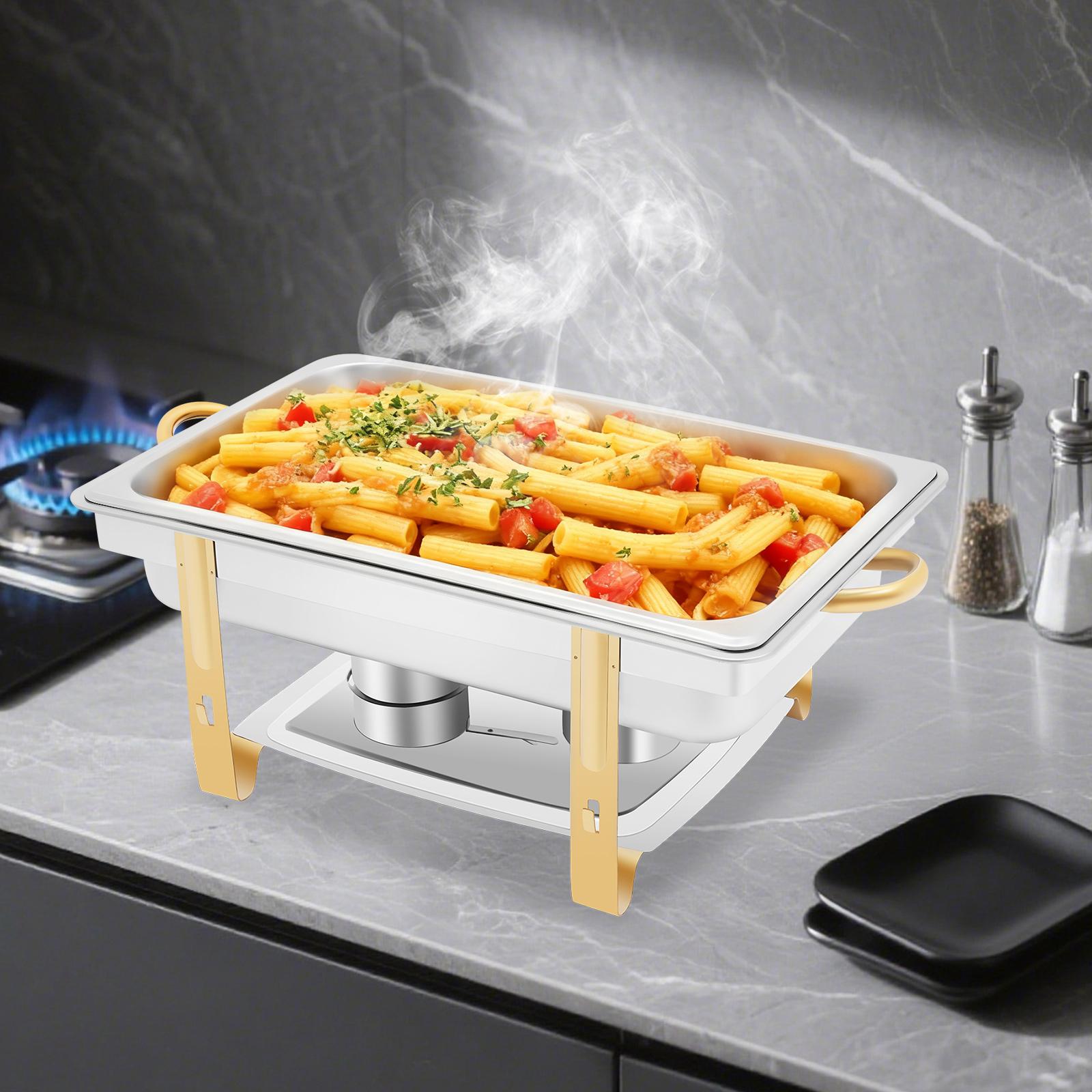 

Bymaocar 9L Stainless Steel Elegant Chafing Dish Buffet Tray Chafer Food Warmer Container With Lid for Buffets/ Hotel Breakfast серебряный