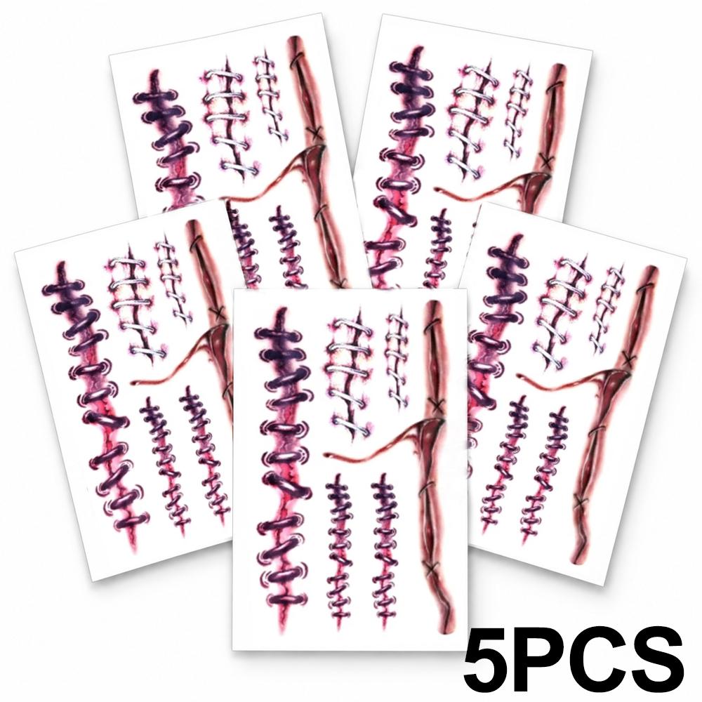1/11pc 1D Fake Scar Tattoos Sticker Halloween Scab Bloody Makeup  Body Face Realistic Wound Scary Sticker Prank Props Party Deco