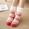 Winter Warm Socks Women Plush Soft Female Non Grip Floor Slippers Short Sock Fuzzy Fluffy Deer Elk Bear Christmas Gift