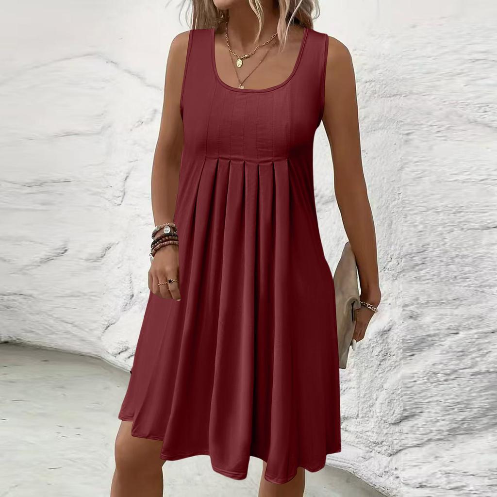 Damenmode Farbiges ärmelloses Kleid