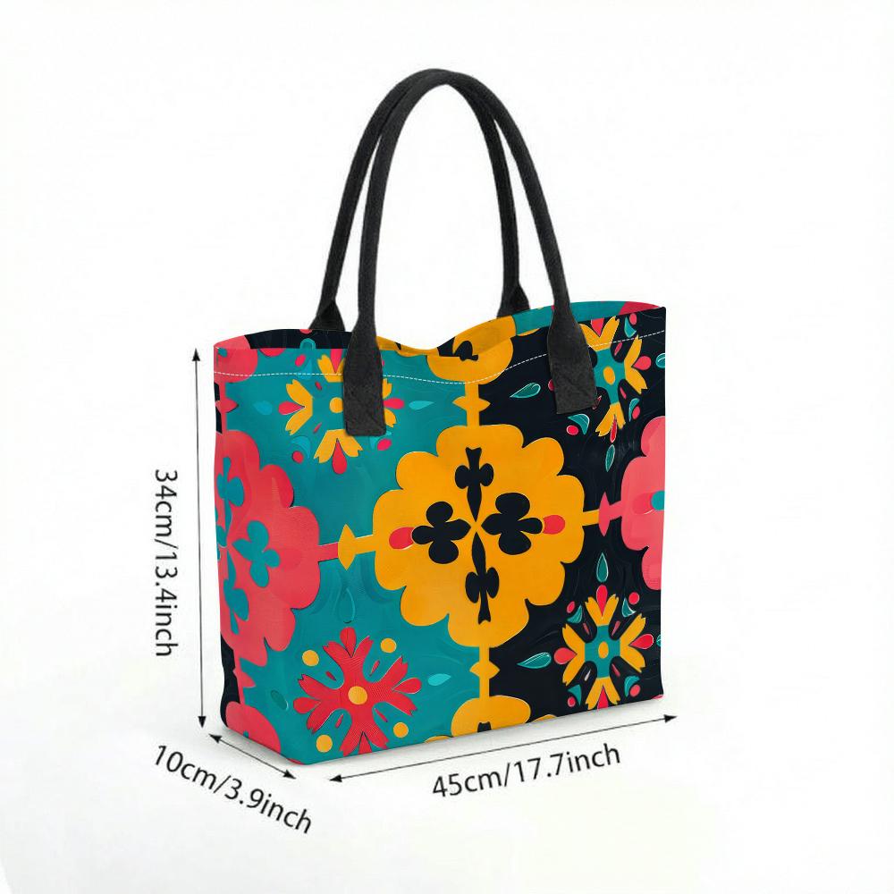 Bohemian Floral Printed Tote Bag Large Capacity Casual Daily Shoulder Handbag for Women