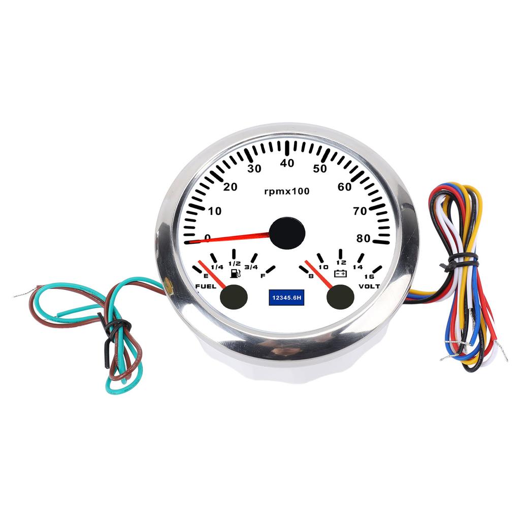 3 In 1 85mm Tachometer DC 9 To 32V 8000rpm 8 To 16V Voltage Gauge E 1 4 1 2 3 4 F Fuel Level 7 Color Backlight for RV