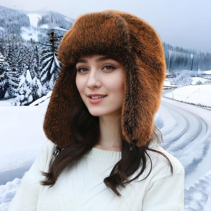 New Fox Hair Female Winter Warm Snow Cap Outdoor Travel Ear Cap Ski Cap Imitation Fur