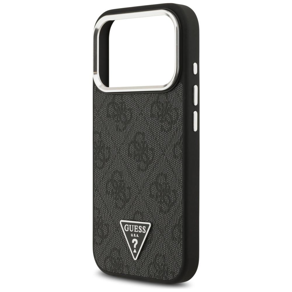 Coque Guess 4G Logo Triangle MagSafe pour iPhone 17 Pro noir argent