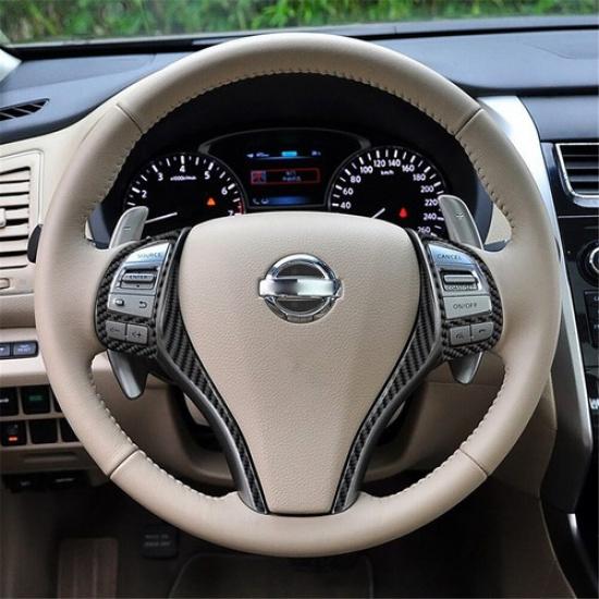 6Pcs Carbon Fiber Steering Wheel Accent Cover Trim For Nissan Altima Sedan