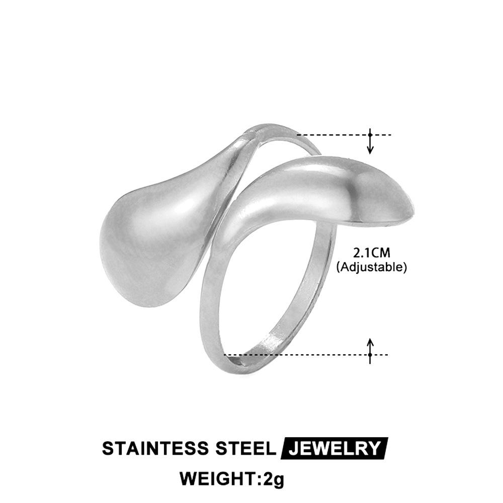 Elegant Adjustable Stainless Steel Geometric Finger Ring for Women - Non-Fading Titanium Steel Design