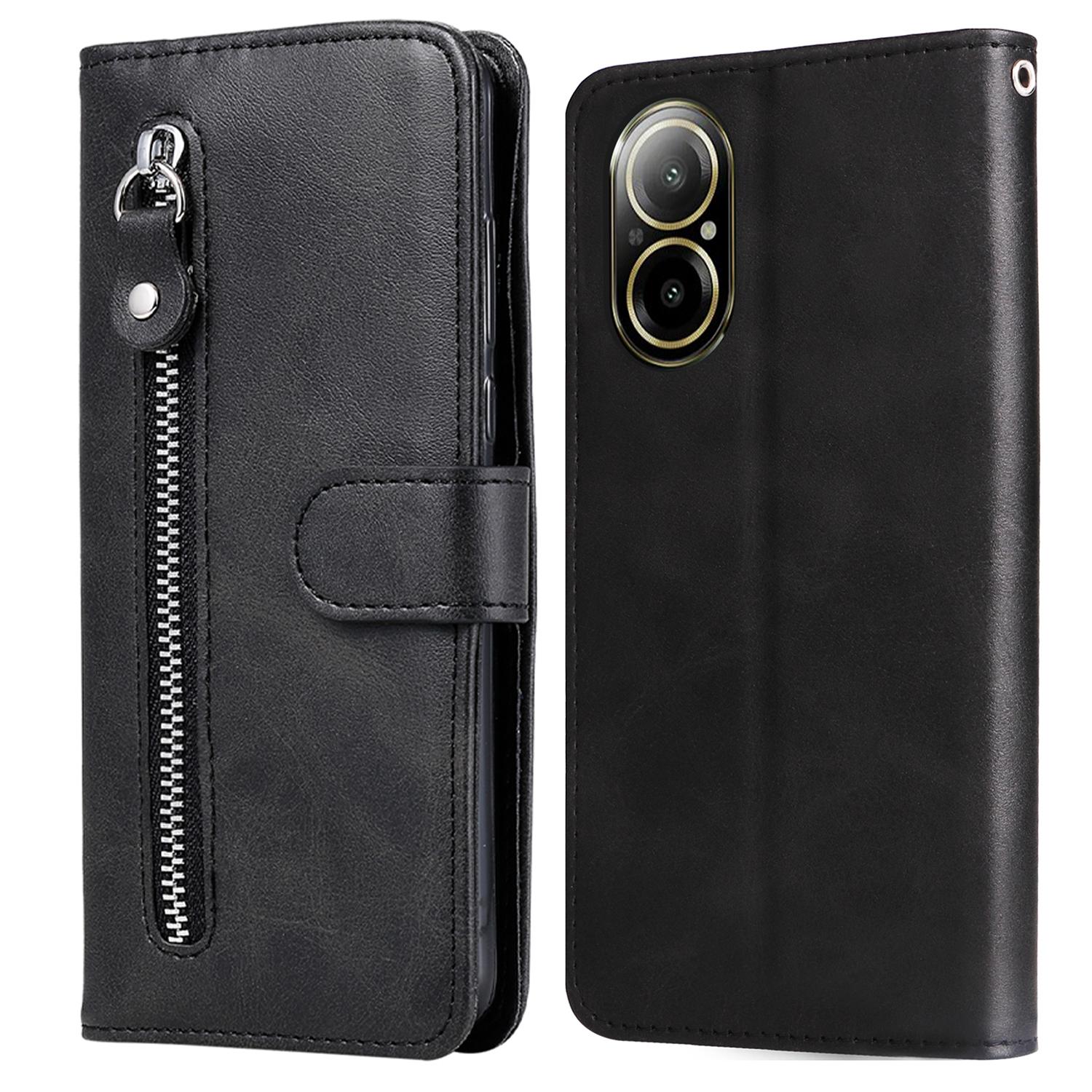 

Для Realme C67 4G Чехол Текстура Телячья Кожа Чехол Для Телефона Карман На Молнии Black