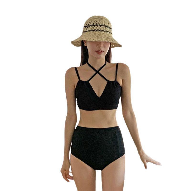Korean Style Women's High-End Split Bikini: Solid Color, Backless, Perfect for Hot Springs & Vacations