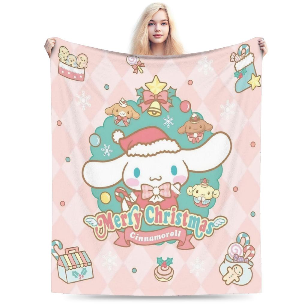 Pink Cinnamoroll Blanket Fleece Textile Decor Cute Cartoon Multifunction Ultra-Soft Throw Blanket for Home Travel Bedspread