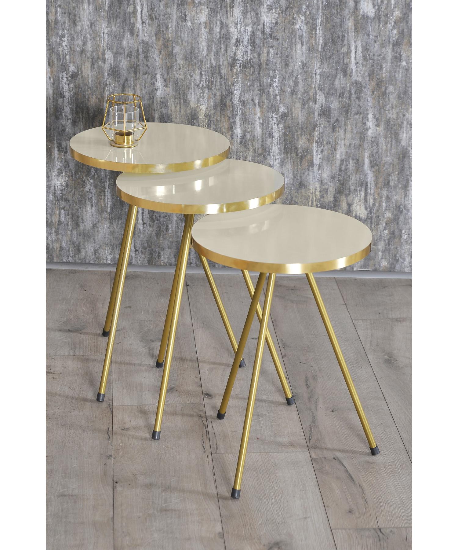 

Nesting Table 3-Set Gold Metal Leg Cream Gold