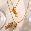 Elegant Rhinestone Double Cross Clavicle Necklace: Stainless Steel, High-End, Versatile Fashion Jewelry for Women