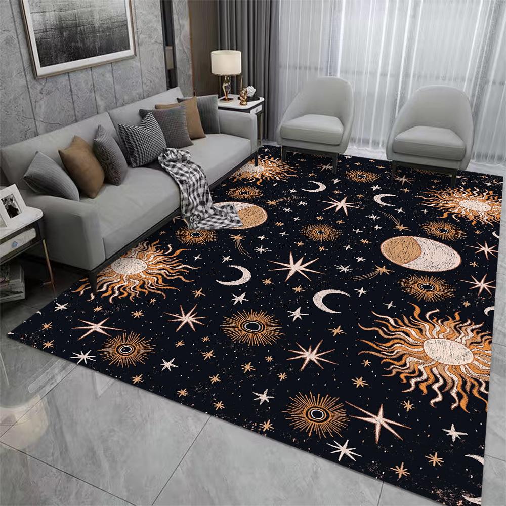 Night Sky Rug Moon and Stars Pattern Stars Pattern Stars Rug Moon Pattern Moon Rug Moon Decor Starry Night Rug Home Decoration
