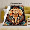 VIKAMA Indian Ethnic Pattern Elephant Fleece Blanket for Boho Apartment Bohemian Room Decor,Couch Cover Birthday Present