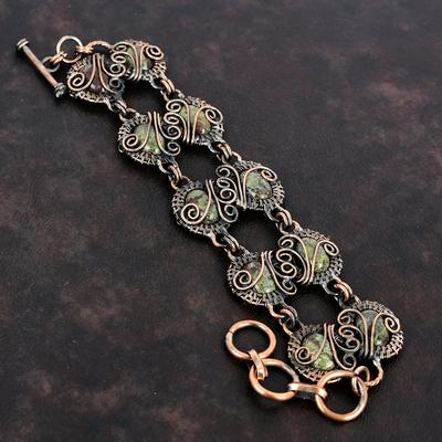 Dragon Bloodstone Bracelet Copper Wire Wrapped Gemstone Bracelet Adjustable Chain Bracelet Handmade Bracelet For Gifts Copper Wire Jewelry