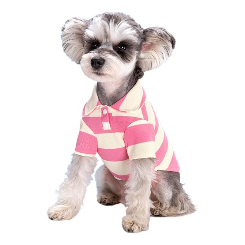Small Dog PoloShirt Two-Leg Casual Stripe Shirt Puppy Costume Summer T-Shirt Fashion Clothes for Bichon FrenchBull dog