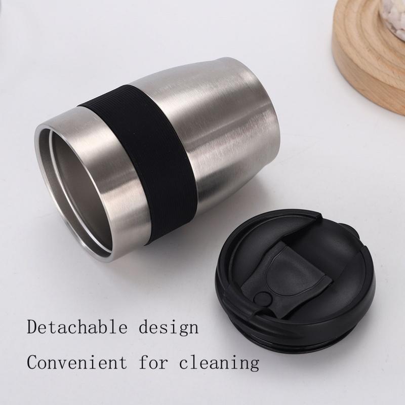 New Double-layer Vacuum Stainless Steel Thermos Cup Direct Drinking Coffee Cup with Lid Anti-scalding Water Cup Office Utility