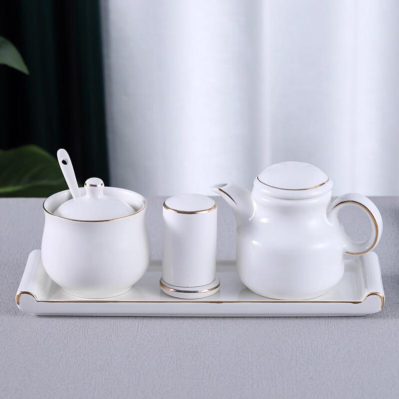 

Ceramic Seasoning Jar Set with Gold Rim