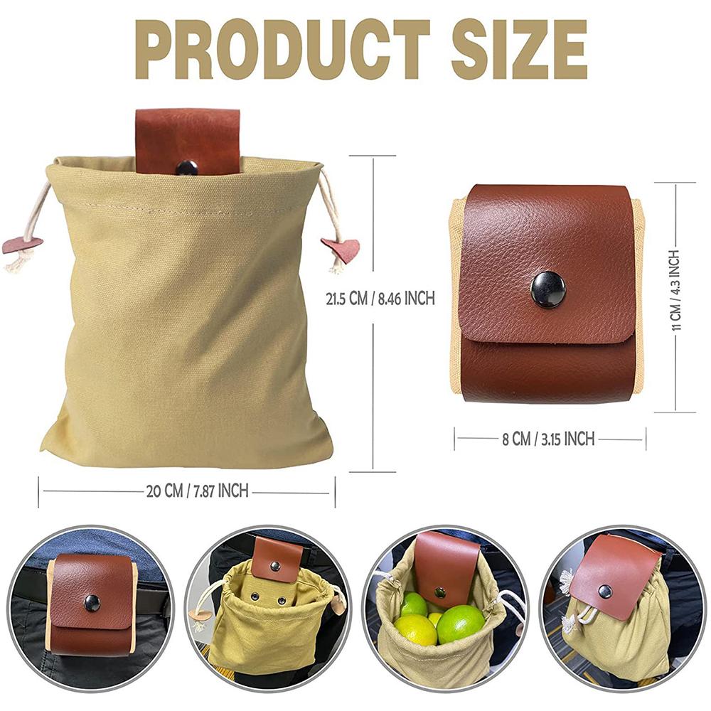 Leather Canvas Collapsible Foraging Bag For Storing Tools And Equipment