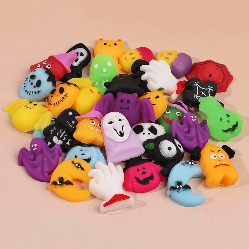 48Pcs Halloween Mochi Squeeze Toys Cute Pumpkin Ghost Trick or Treat Gift Kids Halloween Party Goodie Bag Basket Filler Favors