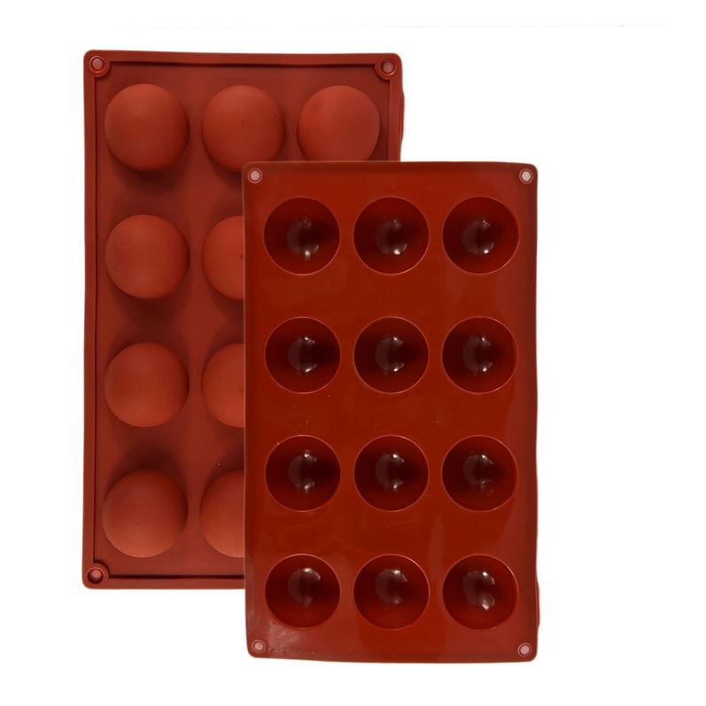 Silicone Mold for Chocolate, Candy, Cake 12 Half Spheres 28x17 cm Non-Stick Baking Mold Food Grade Silicone for Baking Tools TopBazar Brown