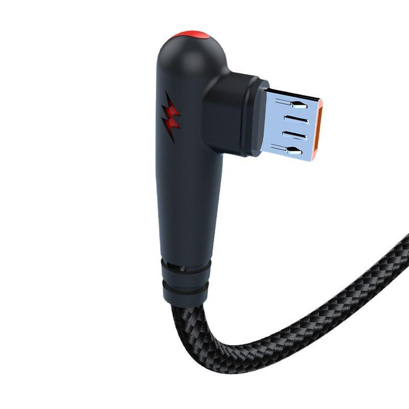 120W Fast Charging Elbow Data Cable for Android Devices - Compatible with Huawei, Vivo, Oppo, Meizu, and Redmi 6A