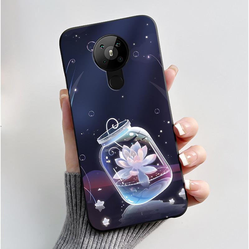 For Nokia 5.3 INS Aesthetic Black For Nokia 5.4/Nokia 3.4 Shockproof Jelly Cover Coconut Tree Pattern Anti-Scratch Soft Shell