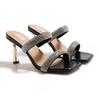 Fashion Shoes Slippers Soft Women Heels Glitter Slides Fashion Low Beige Heeled Sandals Pantofle Comfort High Jelly Summer Luxury Black