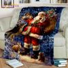 Snowman Blanket Santa Claus Blanket Christmas Blanket Winter Blessing Flannel Blanket for Bedroom Livingroom Sofa Elk Blanket