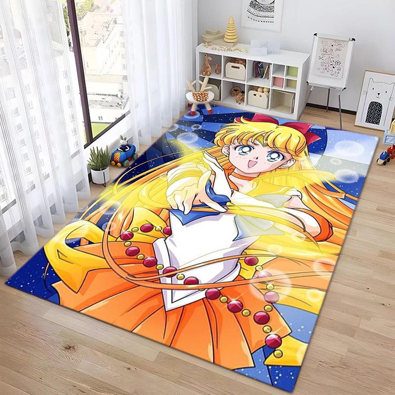Cute cartoon theme Sailor Moon Tsukino Usagi cartoon rug Multifunctional household anti-slip decorative door mat, outdoor floor mat, and carpet Y14