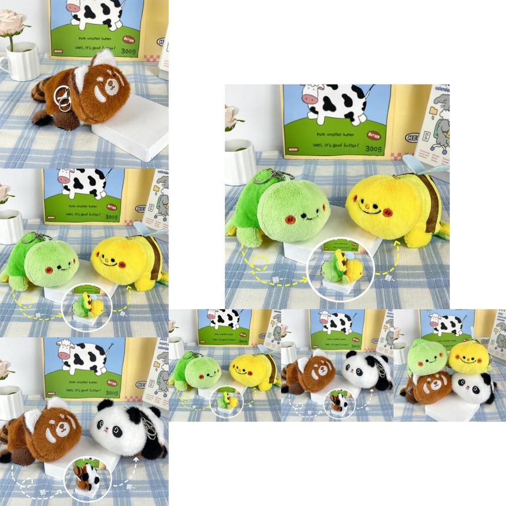Entzückender Plüsch-Wende-Tier-Schlüsselanhänger Mit Süßem Panda-Und Waschbär-Design Für Lustige Accessoires