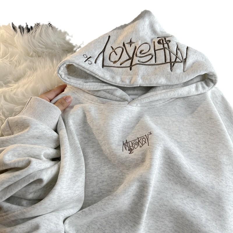 Sudaderas de Terciopelo Bordado Pesado para Mujer - Gruesas, Moda Urbana para Primavera, Otoño e Invierno. Ajuste Holgado para Parejas.