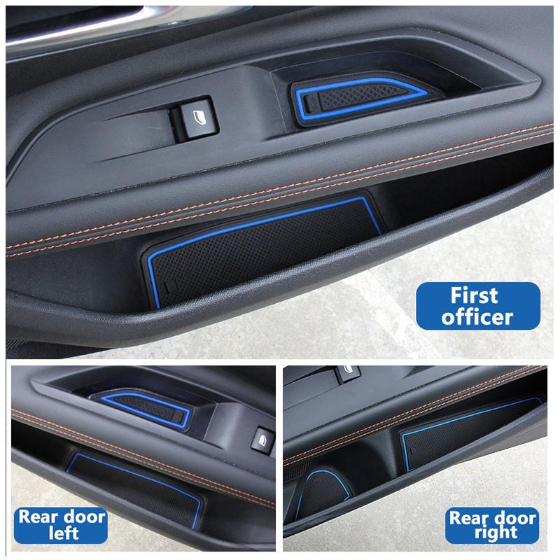 Silica Gel Car Gate Slot Cup Pad Door Groove Mats Anti-Slip Pad For Peugeot 3008 5008 GT 2016 2017 2018 2019 2020 2021 2022 2023